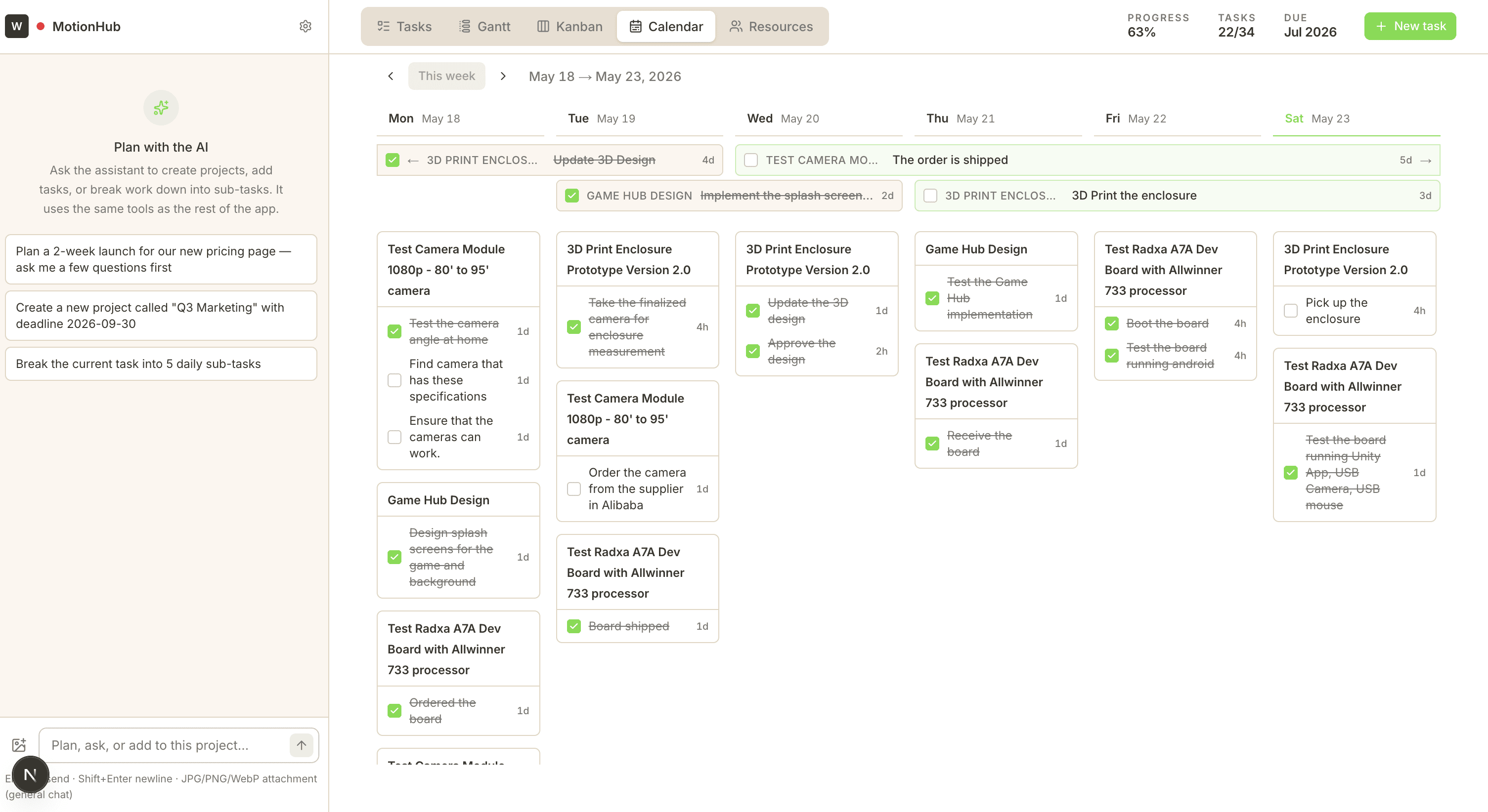 Calendar view